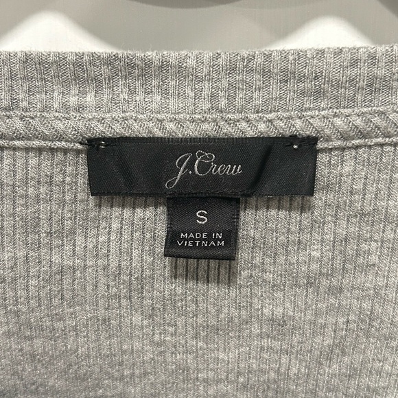 J.CREW WOMEN'S HEATHER GRAY 3/4 SLEEVE RIBBED HENLEY TEE TOP Sz M - Picture 4 of 5